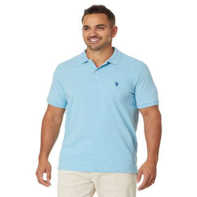 U.S. Polo ASSN. Mens, Solid Cotton Pique Polo with Small Pony, Mainsail Blue, Small