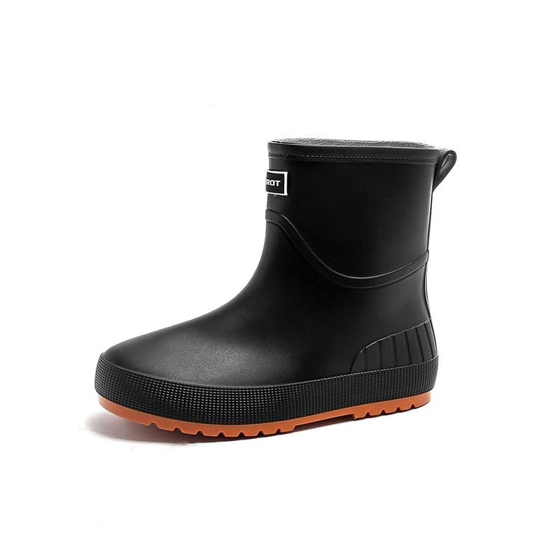 DDWRGD Women's Ankle Rain Boots Waterproof Chelsea Boots, Short Rain Boots for Women and Waterproof Garden Shoes Cute (Black,6)