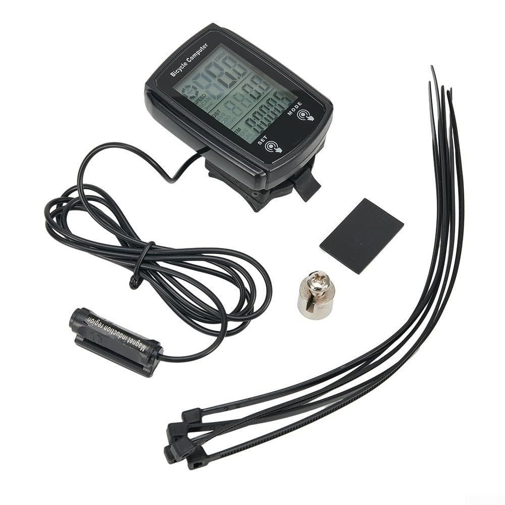 Bike Speedometer Wired Odometer, Cycle Bike Computer with LCD Display(Black)