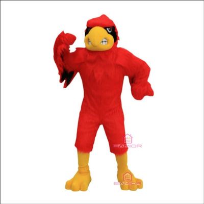 Eamior Cute Red Hawk Eagle Mascot Costume Adult Size for Men & Women with Built-in Fan Inside the Head