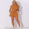 Allegra K 2 Piece Outfits for Women's Summer Sleeveless Crop Top Tank and High Waisted Casual Shorts Sets X-Small Caramel view 4