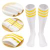 10 Pieces Striped Sweatbands and Striped Socks Set Headbands Wrist Sweat Bands for Men and Women Sports 80s 90s Fitness (Yellow) view 3