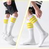 10 Pieces Striped Sweatbands and Striped Socks Set Headbands Wrist Sweat Bands for Men and Women Sports 80s 90s Fitness (Yellow) view 4