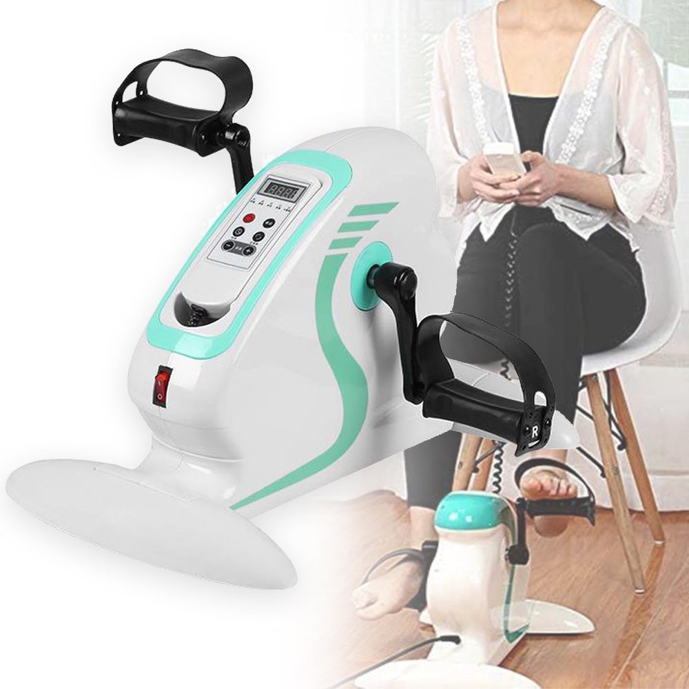 Naturalpowev Motorized Pedal Exerciser, Mini Electric Pedal Rehabilitation Machine, 12 Levels Speed Adjustment, Portable Fitness Cycle for Arm/Leg Exercise, Seniors Rehab Training