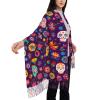 DKJlitter Women's Scarf Dia de los muertos mexican pattern Cashmere-Feel Scarves Pashmina Shawls and Wraps for Wedding Party view 4