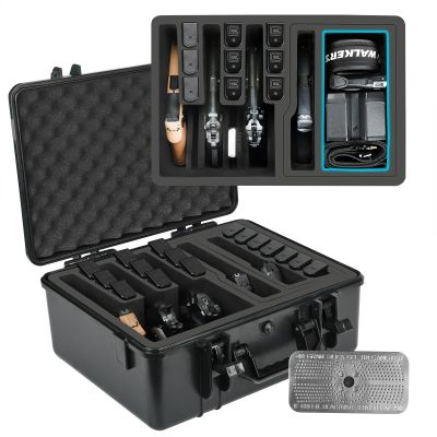 TSA Approved Gun Case for Pistol - Holds Multiple Handguns Case | Air Travel Hard Shell Pistol Case | Pre-cut Heavy Duty Waterproof Gun Case with Silica Gel Canister (5 Pistol Case & 16 Magazine)