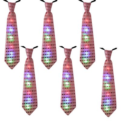 SZCQ 6 Pieces LED Sequin Necktie Electric Bright Light Up Men's Bow Ties For Adult and Kids Flashing Bowtie for Glow Party Rave Festival School