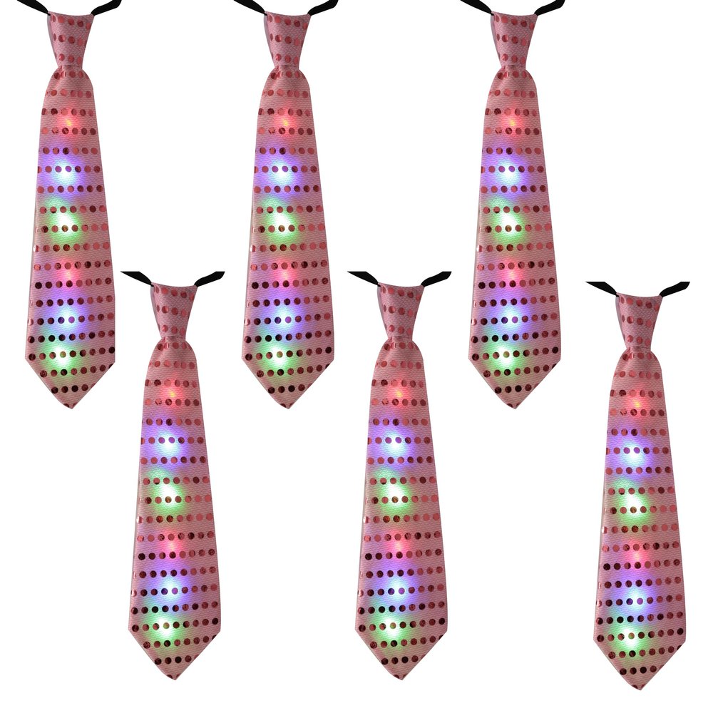SZCQ 6 Pieces LED Sequin Necktie Electric Bright Light Up Men's Bow Ties For Adult and Kids Flashing Bowtie for Glow Party Rave Festival School
