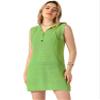Allegra K Sleeveless Hooded Dress for Women Knitted Beach Summer Cover-up Casual Mini Tank Dresses Small Green view 1