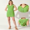 Allegra K Sleeveless Hooded Dress for Women Knitted Beach Summer Cover-up Casual Mini Tank Dresses Small Green view 2