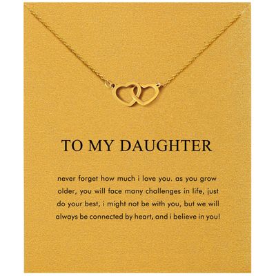 Baydurcan Daughter Gifts from Mom Daughter Birthday Gifts Heart Necklace for Teens(Double Heart)