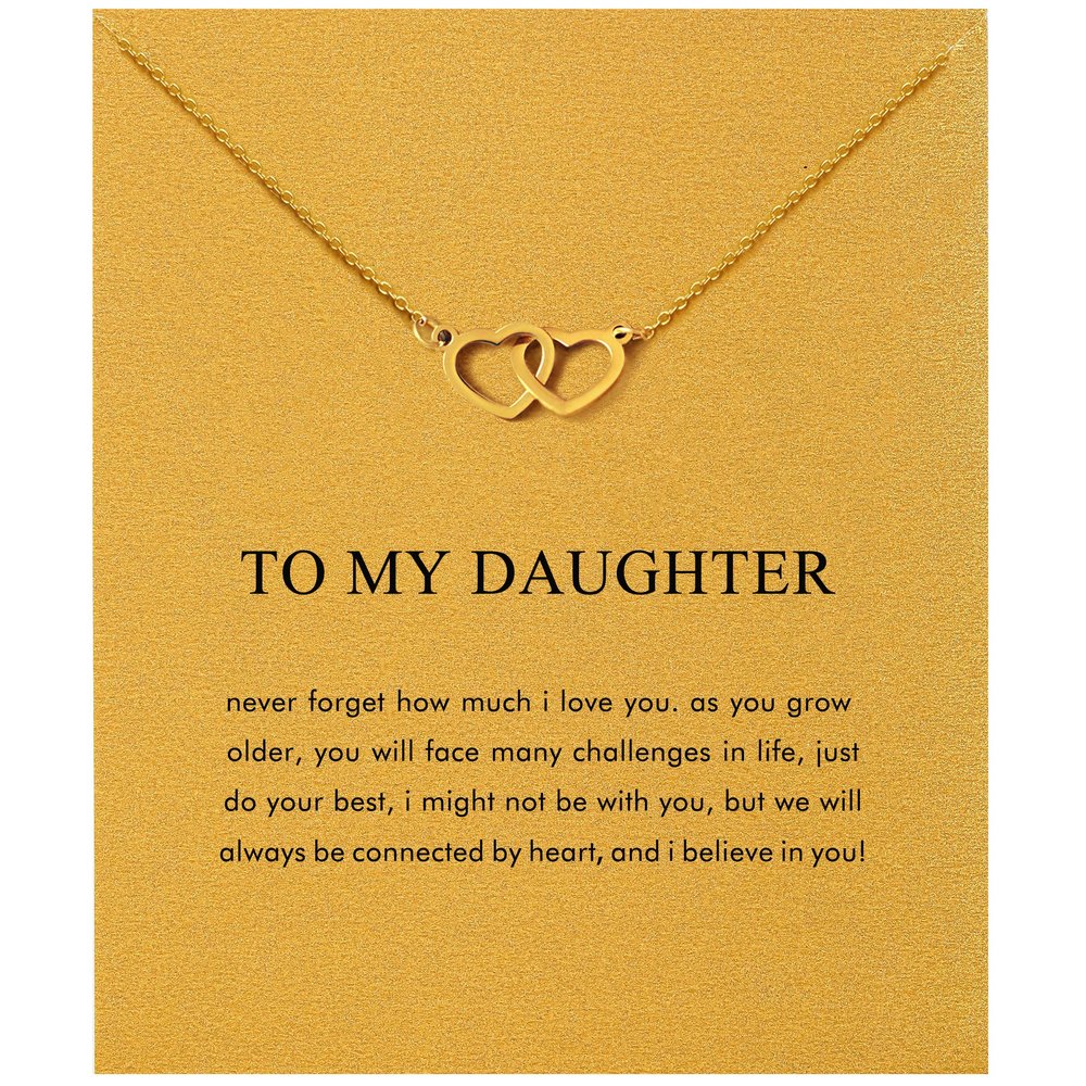 Baydurcan Daughter Gifts from Mom Daughter Birthday Gifts Heart Necklace for Teens(Double Heart)