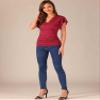 Allegra K Ruched Tops for Women Ruffle Sleeve V Neck Cinched Waist Slim Fit Wrap Shirts Casual Summer Tops Blouses X-Large Dark Red view 3