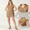 Allegra K Sleeveless Hooded Dress for Women Knitted Beach Summer Cover-up Casual Mini Tank Dresses X-Large Khaki view 2