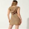 Allegra K Sleeveless Hooded Dress for Women Knitted Beach Summer Cover-up Casual Mini Tank Dresses X-Large Khaki view 3