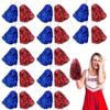 Lovecheer 24PCS Red and Blue Metallic Cheer Pom Poms with Handle for Sports Spirit Party Team Games Cheering Squad Dancing view 1