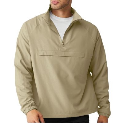 Opomelo Men's Athletic Quarter Zip Pullover Golf Hiking Running Lightweight Jacket Workout Sweatshirt With Pocket Khaki
