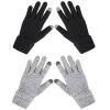 Premillow Womens Winter Gloves - 2 Pairs Touchscreen Winter Gloves for Women, Warm Glove with Elastic Cuff Knit Glove for Women Cold Weather, Black, Gray view 1