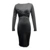 Women's Long Sleeve Work Dresses Office Business Pencil Bodycon Dress Cocktail Party Plus Size Round Neck Pencil Dress (XX-Large,Black) view 1