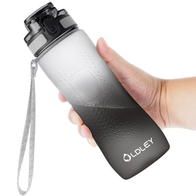 OLDLEY 25 oz Water Bottle, Motivational Water Bottle with Time Marker, Sports Water Bottle With Strap, Leakproof & BPA Free Large Water Bottles for School, Gym, Travel, Outdoor, Tritan,White&Black
