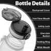 OLDLEY 25 oz Water Bottle, Motivational Water Bottle with Time Marker, Sports Water Bottle With Strap, Leakproof & BPA Free Large Water Bottles for School, Gym, Travel, Outdoor, Tritan,White&Black view 2