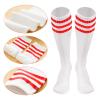 10 Pieces Striped Sweatbands and Striped Socks Set Headbands Wrist Sweat Bands for Men and Women Sports 80s 90s Fitness (Red, White, Red) view 3