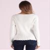 Allegra K Ruffle Cardigan for Women's V Neck Long Sleeve Open Front Sweater Knit Bolero Shrugs Small White view 3