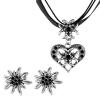 YOGOTEU Fashion Earrings,Fashionable Heart Pendant Necklace Edelweiss Earrings Set for Women Ribbon Cord Choker Oktoberfest Party Banquets Jewelr, Black view 1