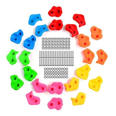 scosao Rock Climbing Holds, Kids Rock Wall Climbing Holds, Climbing Wall Grips for Indoor and Outdoor Play Set Use,24pcs