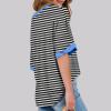 2024 Summer Womens Striped Color Block Tops Fashion Y2K Tees Shirts Casual Short Sleeve Crewneck Pullover Blouses view 2