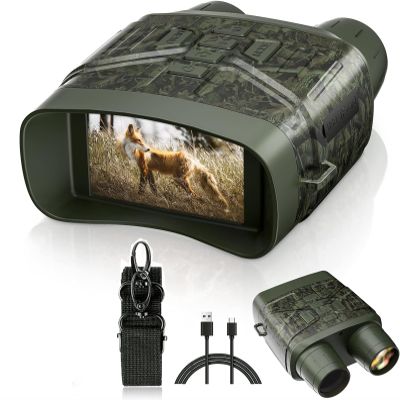 LKJYBG Night Vision Binoculars 4K,3" LCD Screen Night Vision Goggles with 4000mAh Rechargeable Batteries,5X Infrared Night Vision Scope,Photo & Video Recording for Spotting,Camping