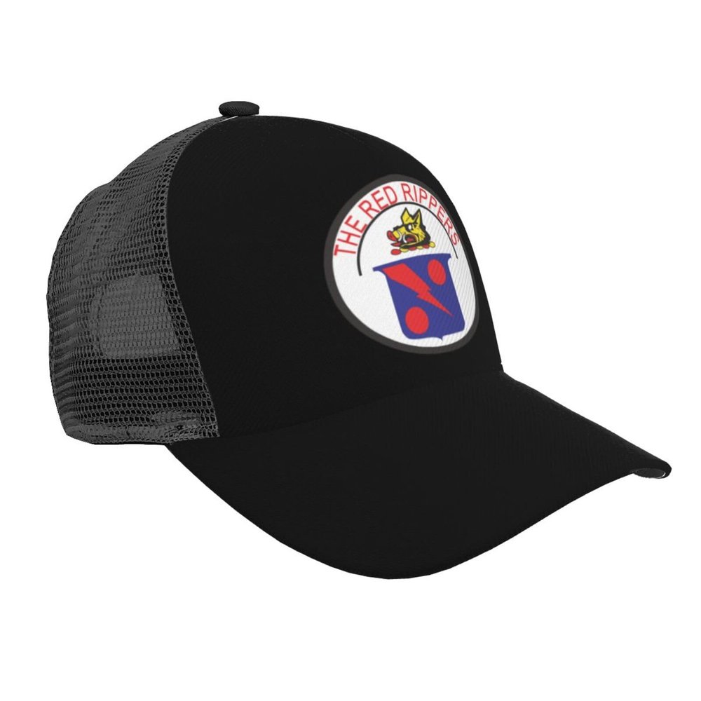 WOLEN vf 11 red Ripper Baseball Cap Adjustable Mesh Trucker Hat, Black