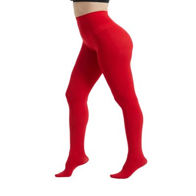 CACCICO 80D Semi Opaque Tights for Women Stretchable High Waist Womens Stockings Soft Pantyhose with 20+ Colors Red-S
