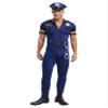 Freebily Men's Police Uniform Jumpsuit Short Sleeve Cop Officer Costumes Outfits for Halloween Blue Medium view 1