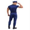 Freebily Men's Police Uniform Jumpsuit Short Sleeve Cop Officer Costumes Outfits for Halloween Blue Medium view 3