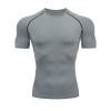 HYCOPROT Men's Compression Shirts Short Sleeve Athletic Workout T-Shirt Cool Dry Sports Baselayer Running Undershirts Tops Grey view 1