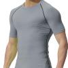 HYCOPROT Men's Compression Shirts Short Sleeve Athletic Workout T-Shirt Cool Dry Sports Baselayer Running Undershirts Tops Grey view 4