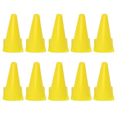 Pilipane Multi Purpose Sports Training Cone Set of 10 Long-Lasting Yellow Cones for Football Basketball Skateboarding, Long-Lasting Sports Cone Yellow