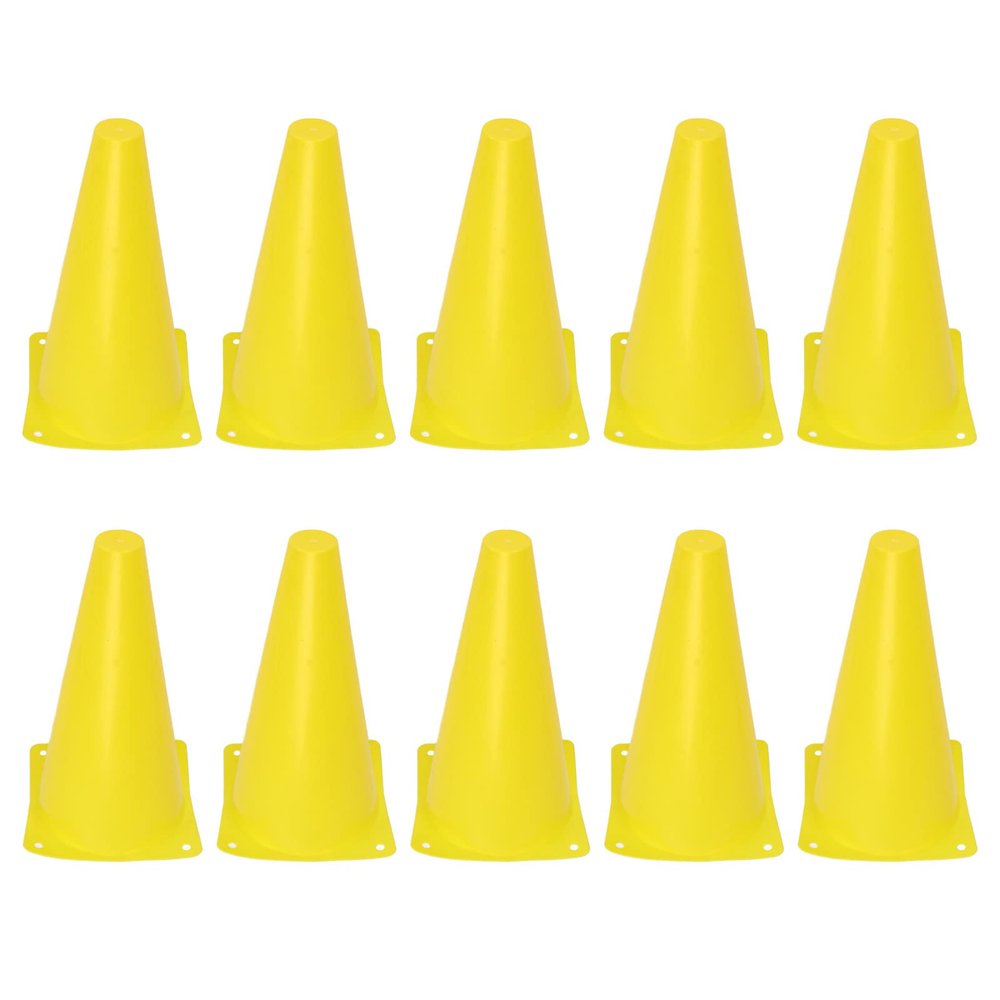Pilipane Multi Purpose Sports Training Cone Set of 10 Long-Lasting Yellow Cones for Football Basketball Skateboarding, Long-Lasting Sports Cone Yellow