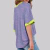 2024 Summer Womens Striped Color Block Tops Fashion Y2K Tees Shirts Casual Short Sleeve Crewneck Pullover Blouses view 2