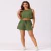 Allegra K 2 Piece Outfits for Women's Summer Sleeveless Crop Top Tank and High Waisted Casual Shorts Sets Large Army Green view 4