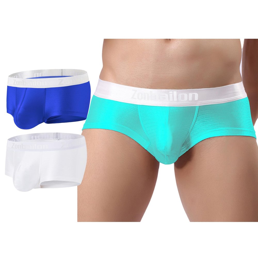 ZONBAILON Men's Sexy Boxers Briefs Pack Short Leg Bulge Boxers Low Rise Trunks Ice Silk Smooth Briefs Underwear Sparkly Male Underpants 2xl xxl