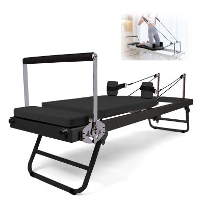 PQGKOBR Multifunctional Pilates Reformer,Adjustable Intensity Pilates Machine,Foldable Pilates Core Bed,Yoga Exercise Fitness Professional Equipment for Gym Beginners(Color:Black)