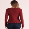 Allegra K Ruffle Cardigan for Women's V Neck Long Sleeve Open Front Sweater Knit Bolero Shrugs Medium Dark Red view 3