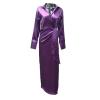 Women's One Shoulder Long Sleeve Cocktail Dress Sexy High Slit Scoop Neck Ruched Bodycon Wedding Party Long Maxi Dresses (Large,Purple) view 1