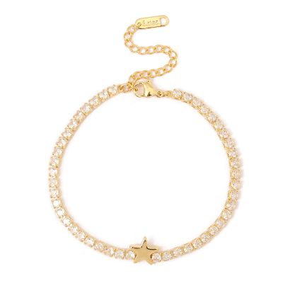 IVY TAILI Star Charm Bracelets for Women 14k Gold Plated Star Chain Link Bracelet Gold Tennis Bracelet Cubic Zirconia Diamond Tennis Bracelets Star Jewelry for Women