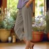 zcgoxvn Linen Capris for Women Trendy Summer Pants Casual Capri Pants with Pocktes Elastic Straight Leg Pants Lounge Trousers, Pantalones Capri para Mujer view 3
