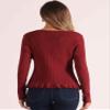 Allegra K Ruffle Cardigan for Women's V Neck Long Sleeve Open Front Sweater Knit Bolero Shrugs Large Dark Red view 2