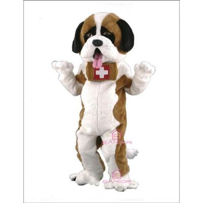 Saint Bernard Dog Mascot Costume Adult Size for Men & Women with Built-in Fan Inside the Head