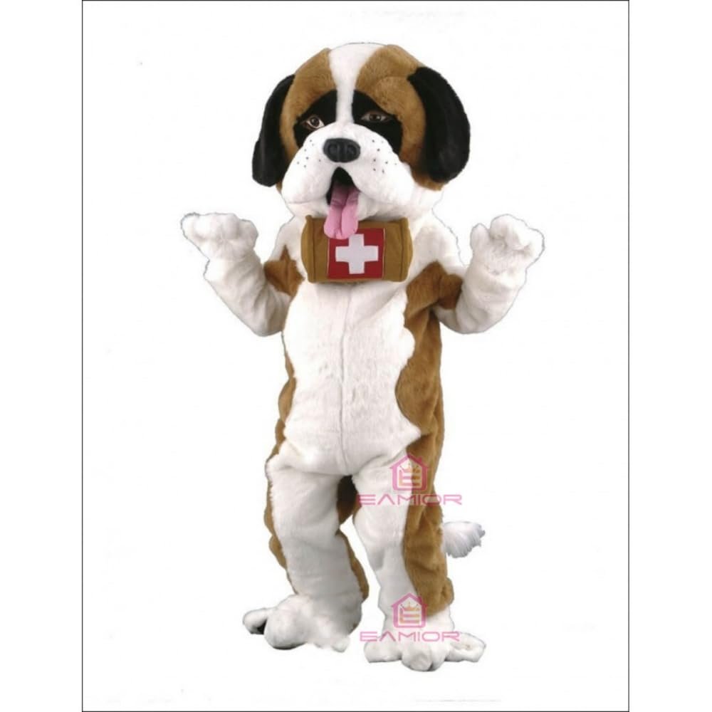Saint Bernard Dog Mascot Costume Adult Size for Men & Women with Built-in Fan Inside the Head